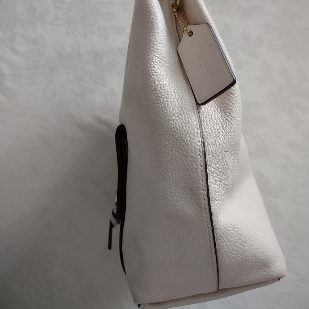 Coach chalk gold Remi refined pebble leather hobo crossbody bag - Picture 7 of 15